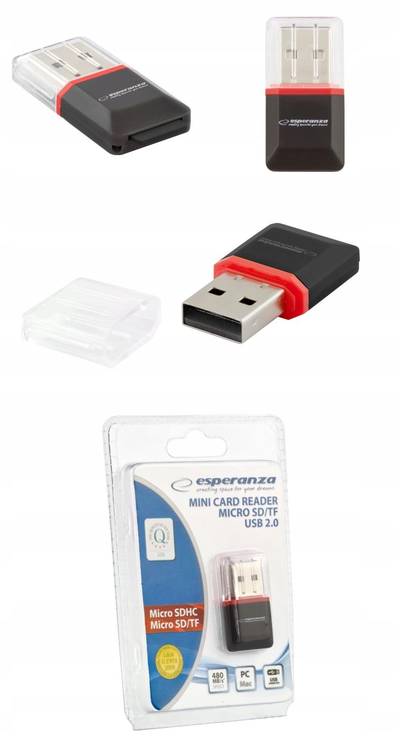 Esperanza Czytnik Kart Pamięci EA134K Mini 2.0 Do Sd Micro Sd Usb 2.0
