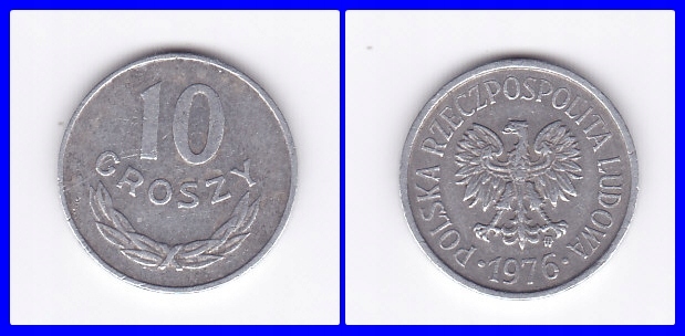 POLSKA - 10 groszy z 1976 roku. Q 5-2.