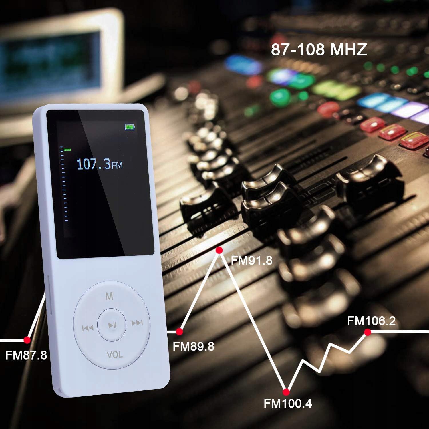 BIAŁY ODTWARZACZ MUZYCZNY, PRZENOŚNY ODTWARZACZ MP3 16 GB BLUETOOTH 5.0 Komunikacja Bluetooth