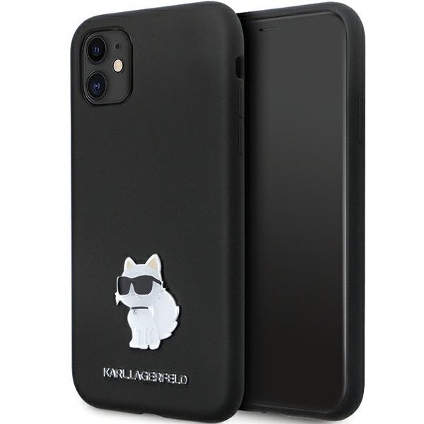 Etui Karl Lagerfeld Silicone Choupette Metal Pin na iPhone 11 Xr czarne