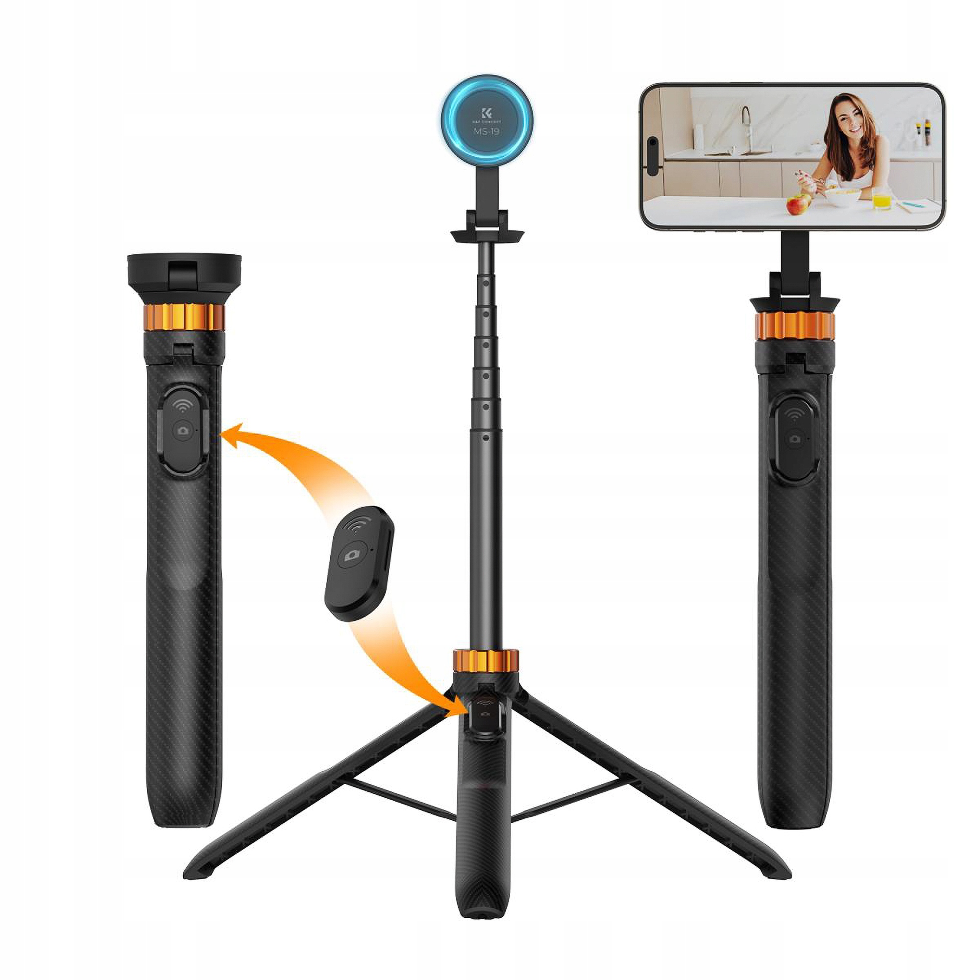 Stativ Monopod Ms19 Selfie Tyč 162 cm MagSafe Bluetooth iPhone Pilot