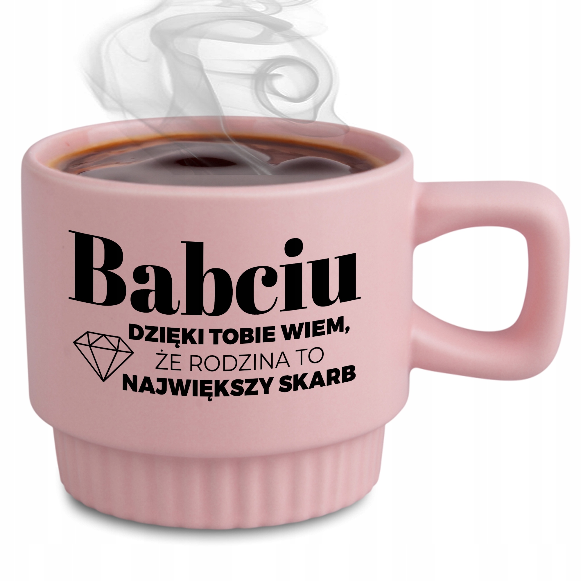 Ryflovaný hrnček Ružový Babička Vďaka Vám Viem Darček na Deň babičiek