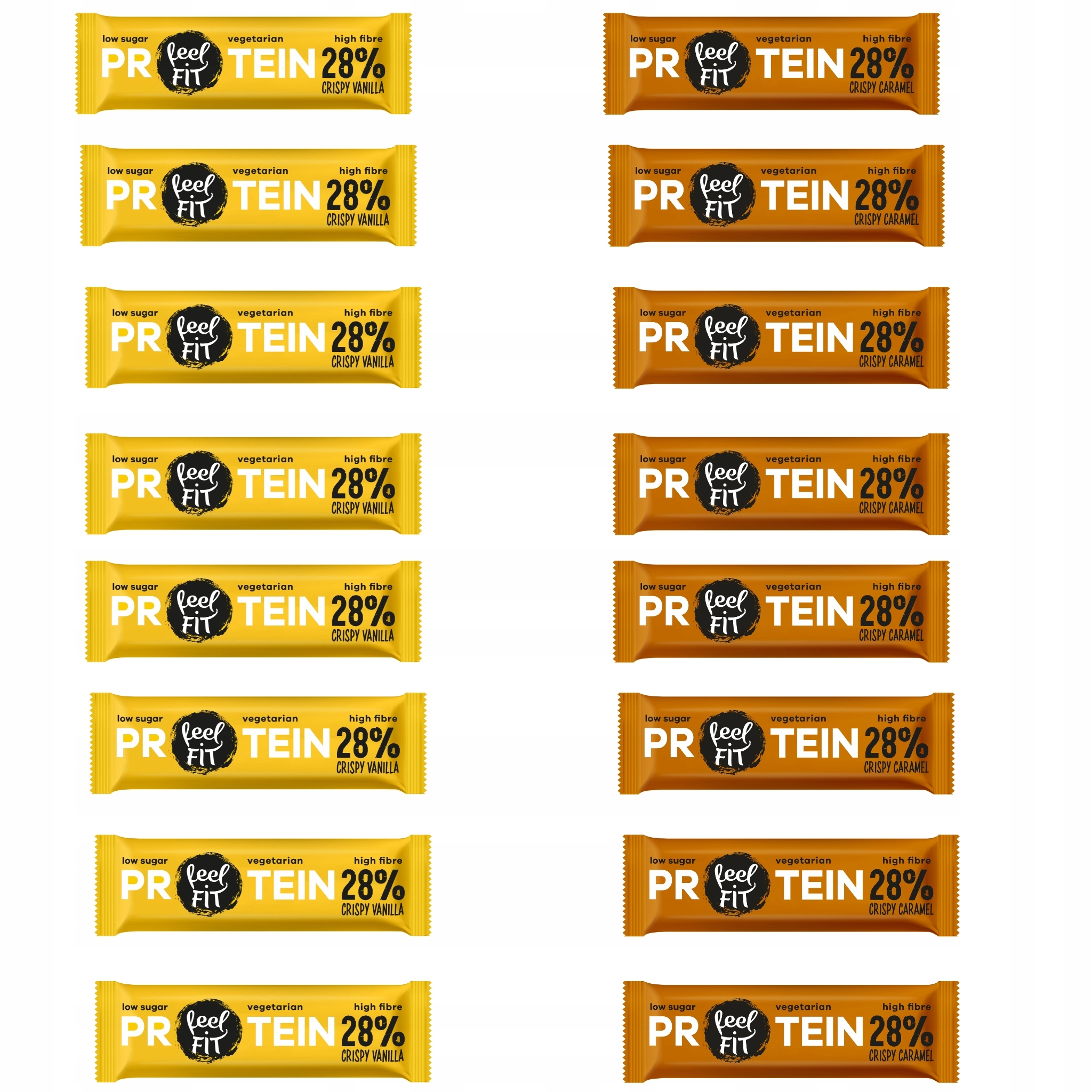 Proteinová tyčinka feel Fit vanilková & karamelová, bez cukru, 16 x 40 g