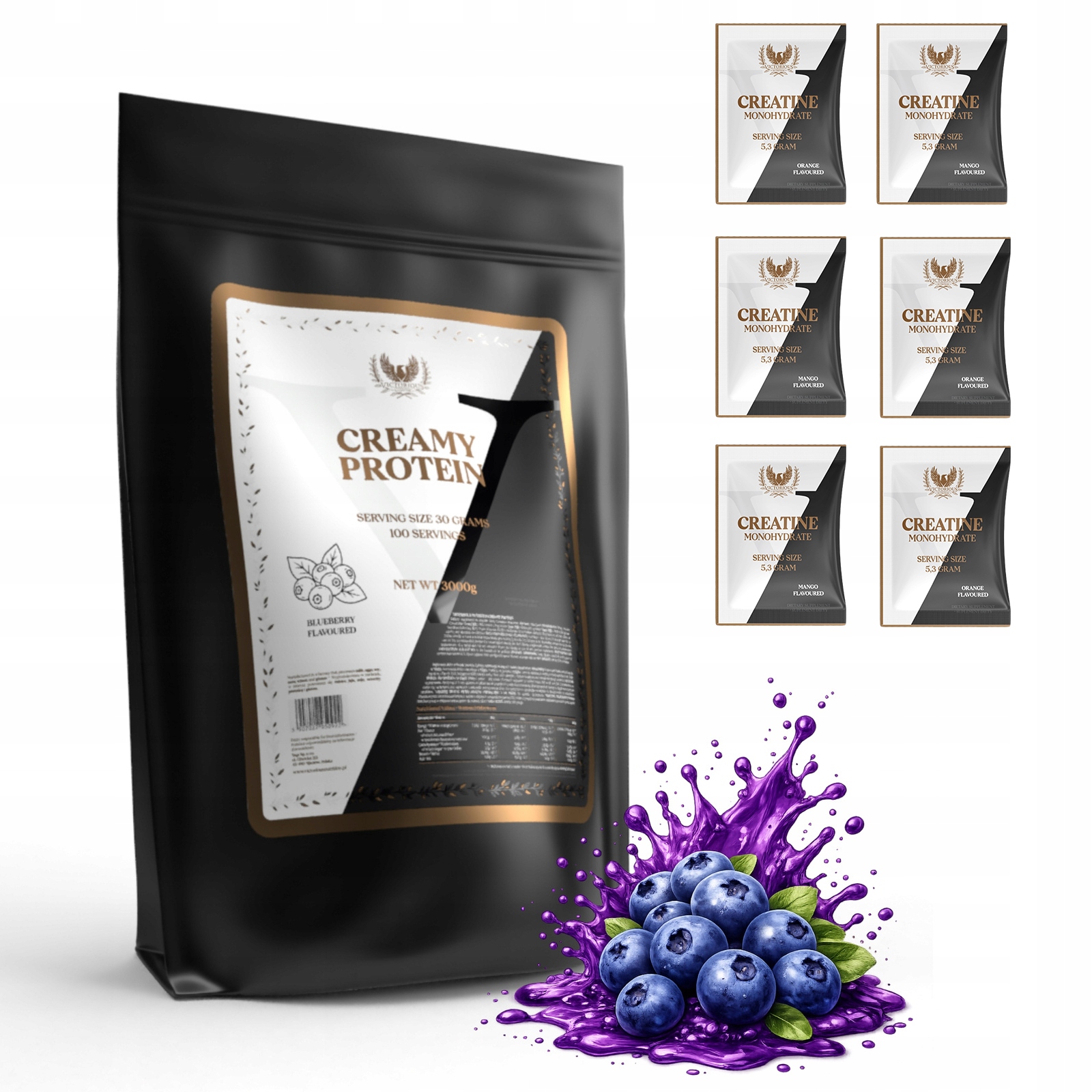 Victorious Creamy Whey Complex Jahoda Blueberry 3kg Bílkoviny Wpc 3000g