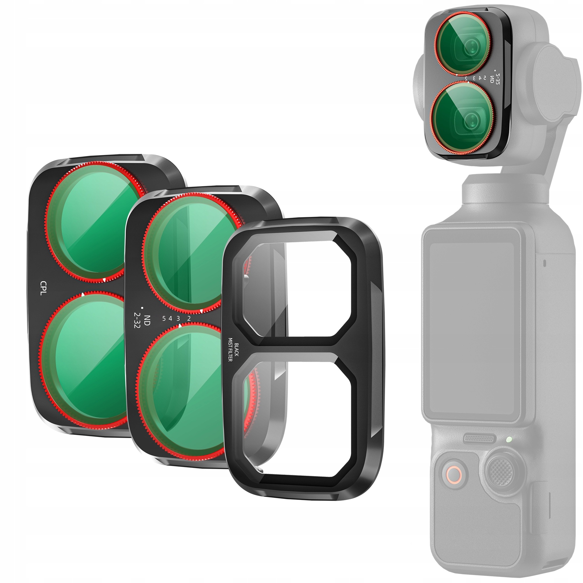 Sada 3x filtrů pro Dji Osmo Pocket 4 Pro Cpl+vnd (ND2-32)+Black Mist