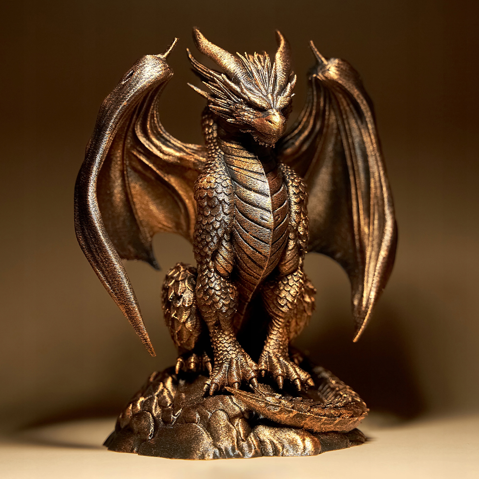 Drak Figurka Soška Dekorace 3D tisk 15 cm Ručně malovaný