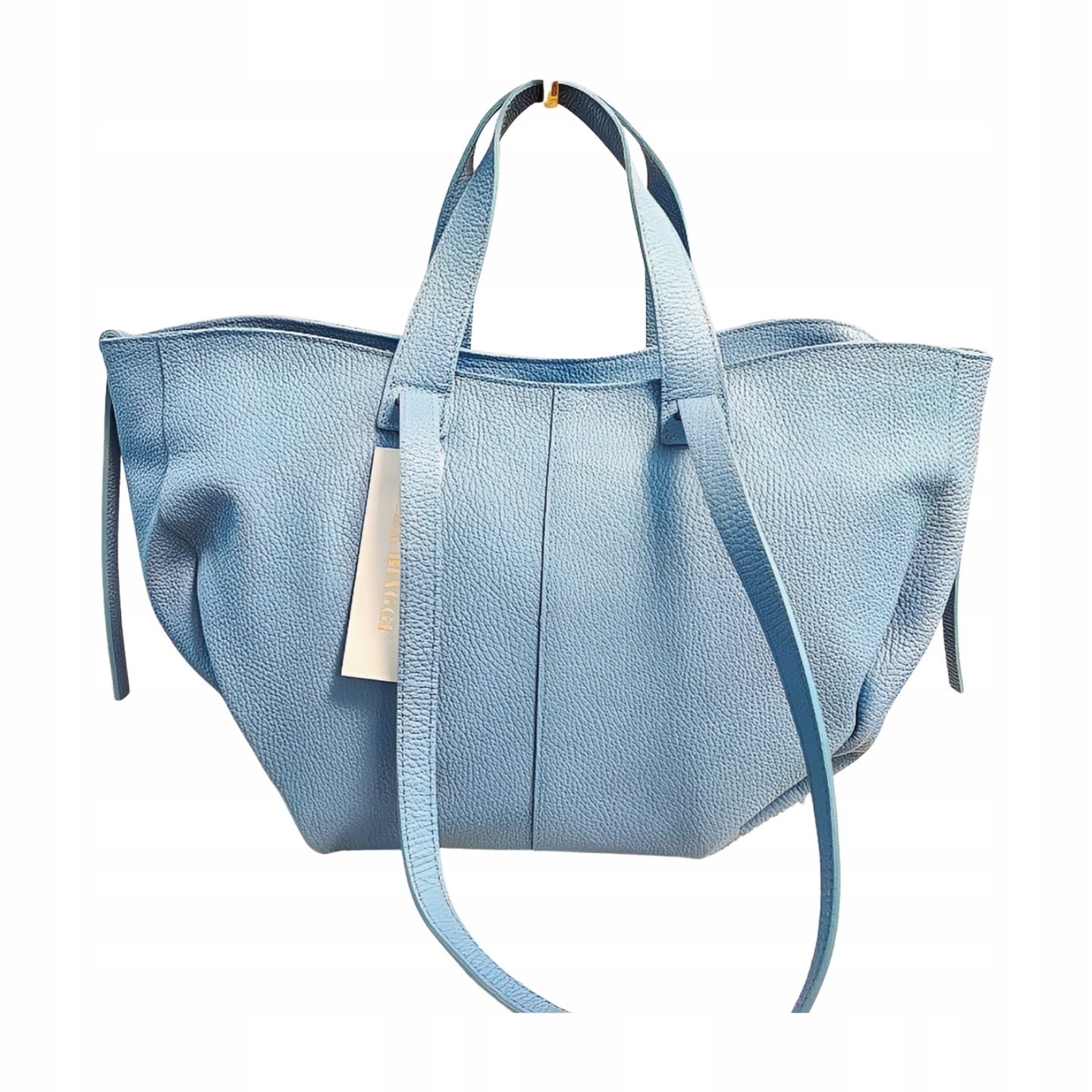 Laura Biaggi kožená shopper taška modrá