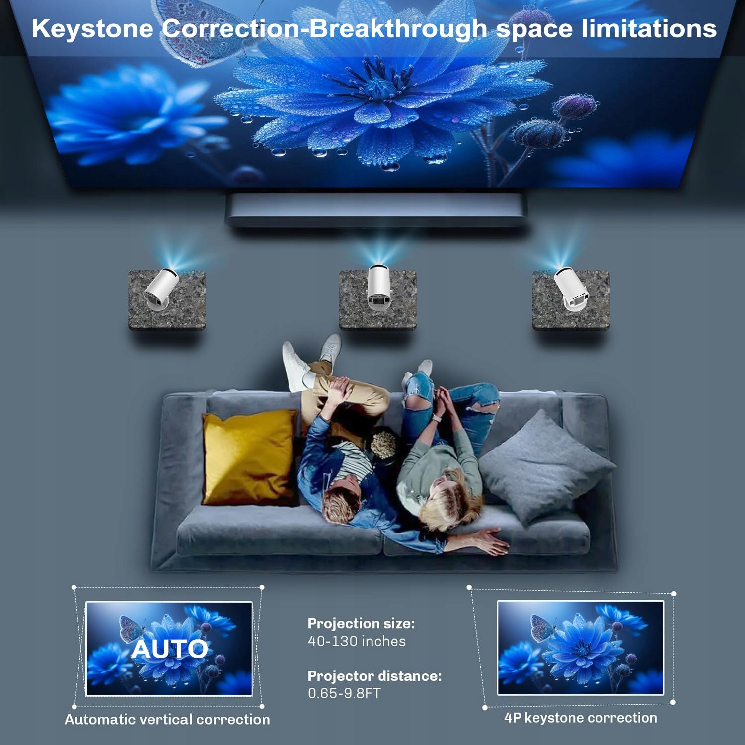 MINI BEAMER Projektor 4K 1080P Full HD WiFi 6 BT5.2 Android Netflix — miniatura 4