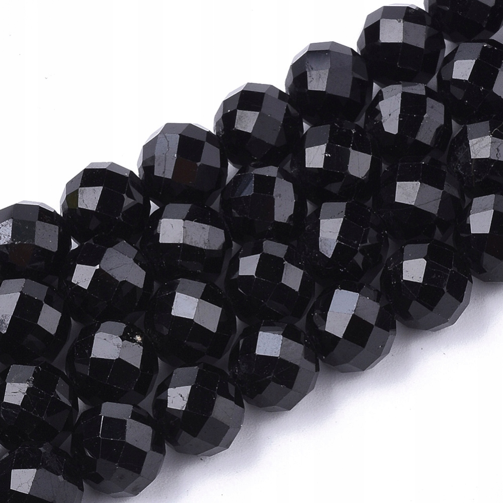 Přírodní Černý Turmalín Fasetovaný Kameny Kámen 4mm Šňůra cca 49Št