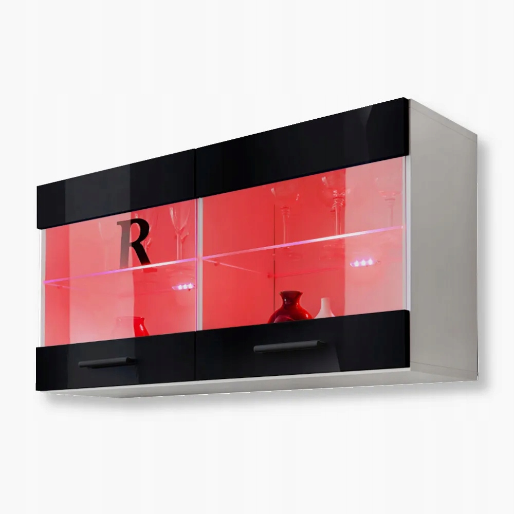 komodee Závěsná vitrína Savona Různé Barvy Skleněné police Led Rgb