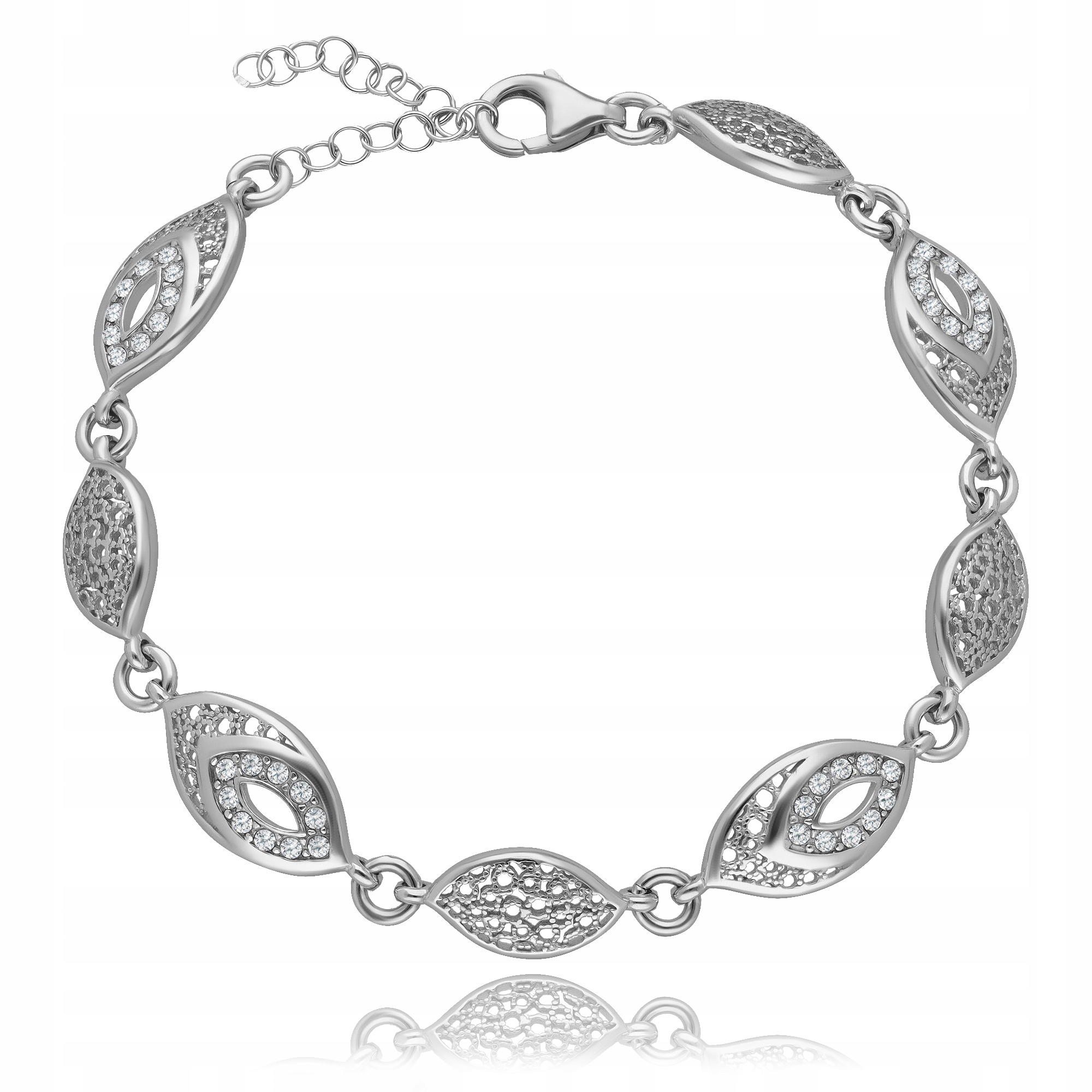 Stříbrný Rhodiovaný Náramek S Zirkony