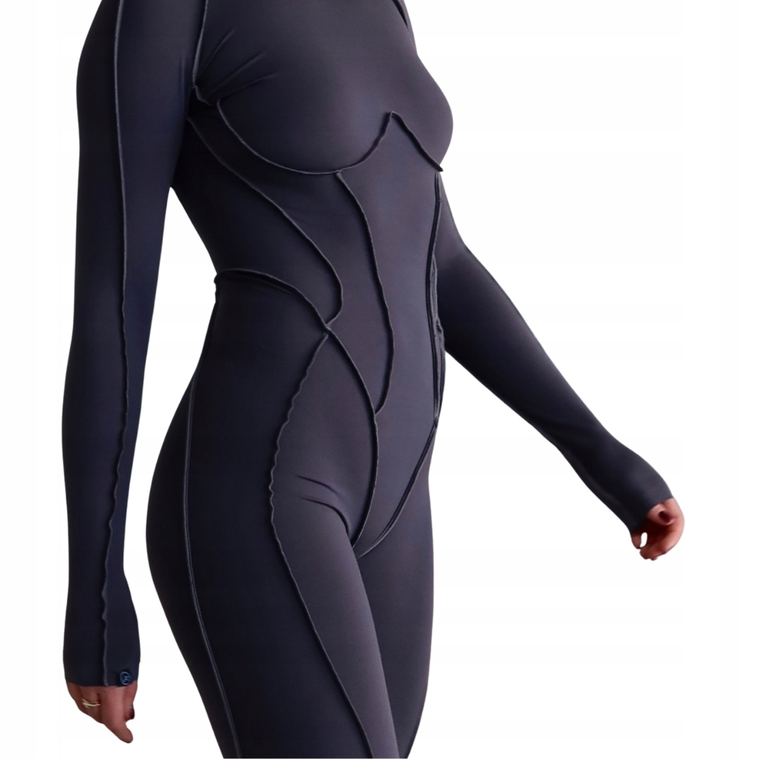 Sportovní dámský oblek s ozdobnými švy, dlouhý rukáv, velikost Xs