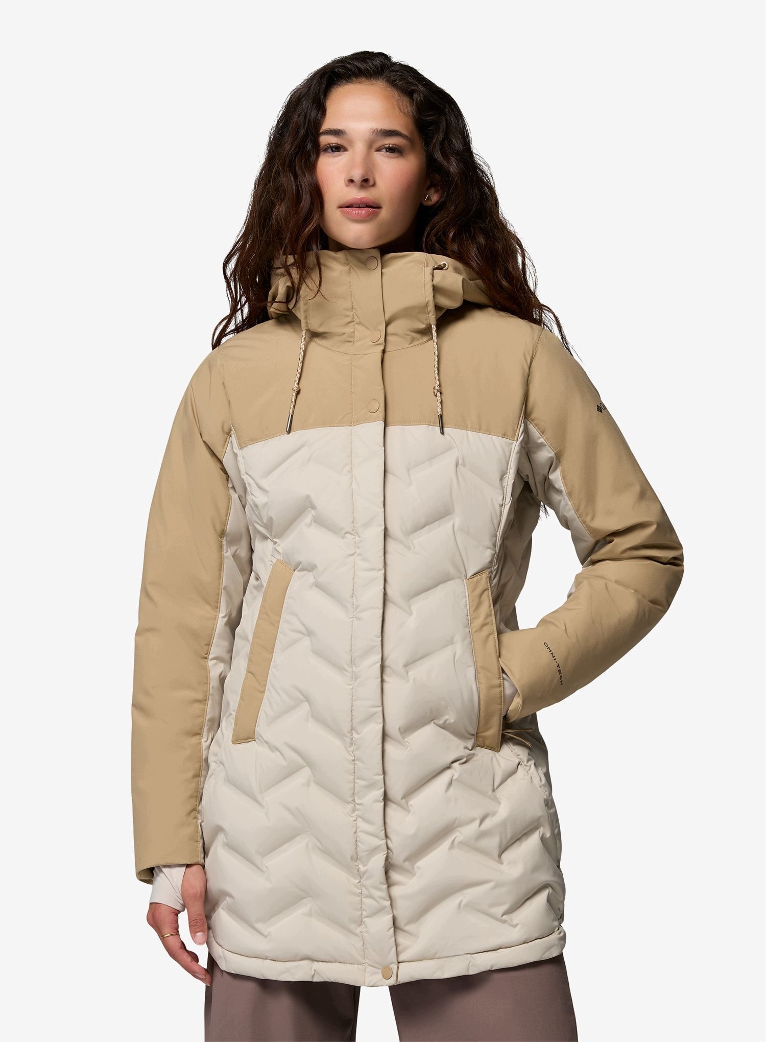 Płaszcz puchowy damski Columbia Mountain Croo III Mid Down Jkt d.stone L