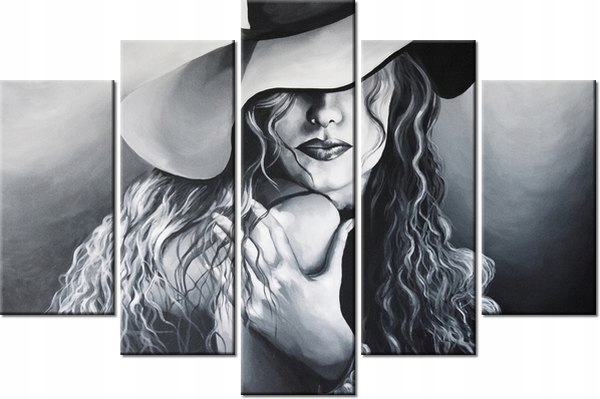 100cm 150cm obraz 5 elem Szara dama ścienny druk cyfrowy