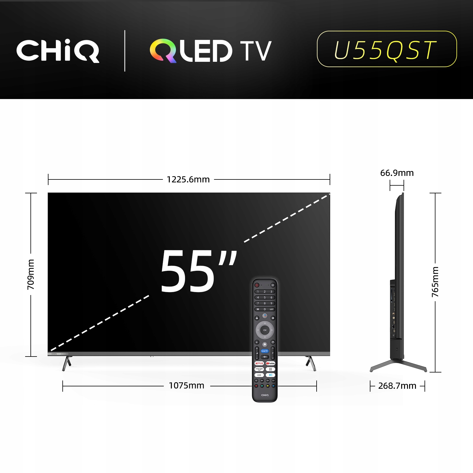 CHiQ U55QST Tv 55", Uhd, Qled, ultratenká, Google Tv, Dlg 120 Hz, …