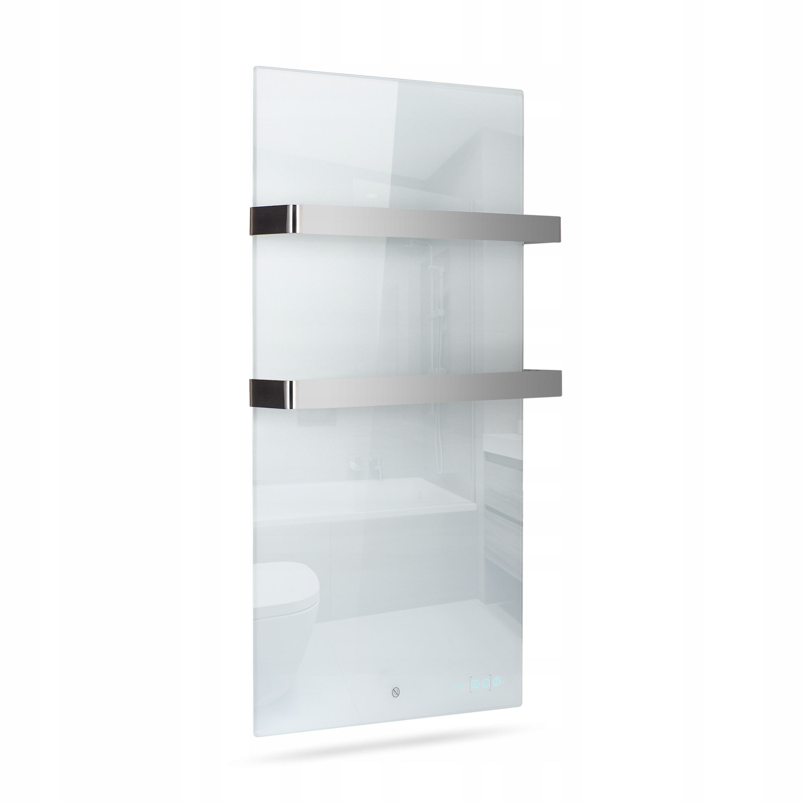 Sklenený kúpeľňový infračervený vykurovací panel v bielej farbe TF-LW800