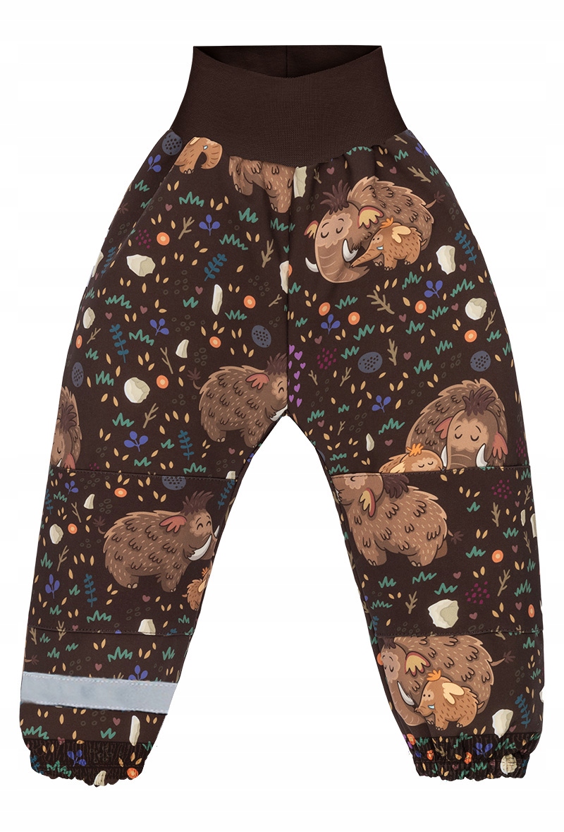 PRZECIWDESZCZOWE SPODNIE SOFTSHELL TREKKINGOWE PODWINIĘCIE dino mamuty 98 Marka ekoubranka