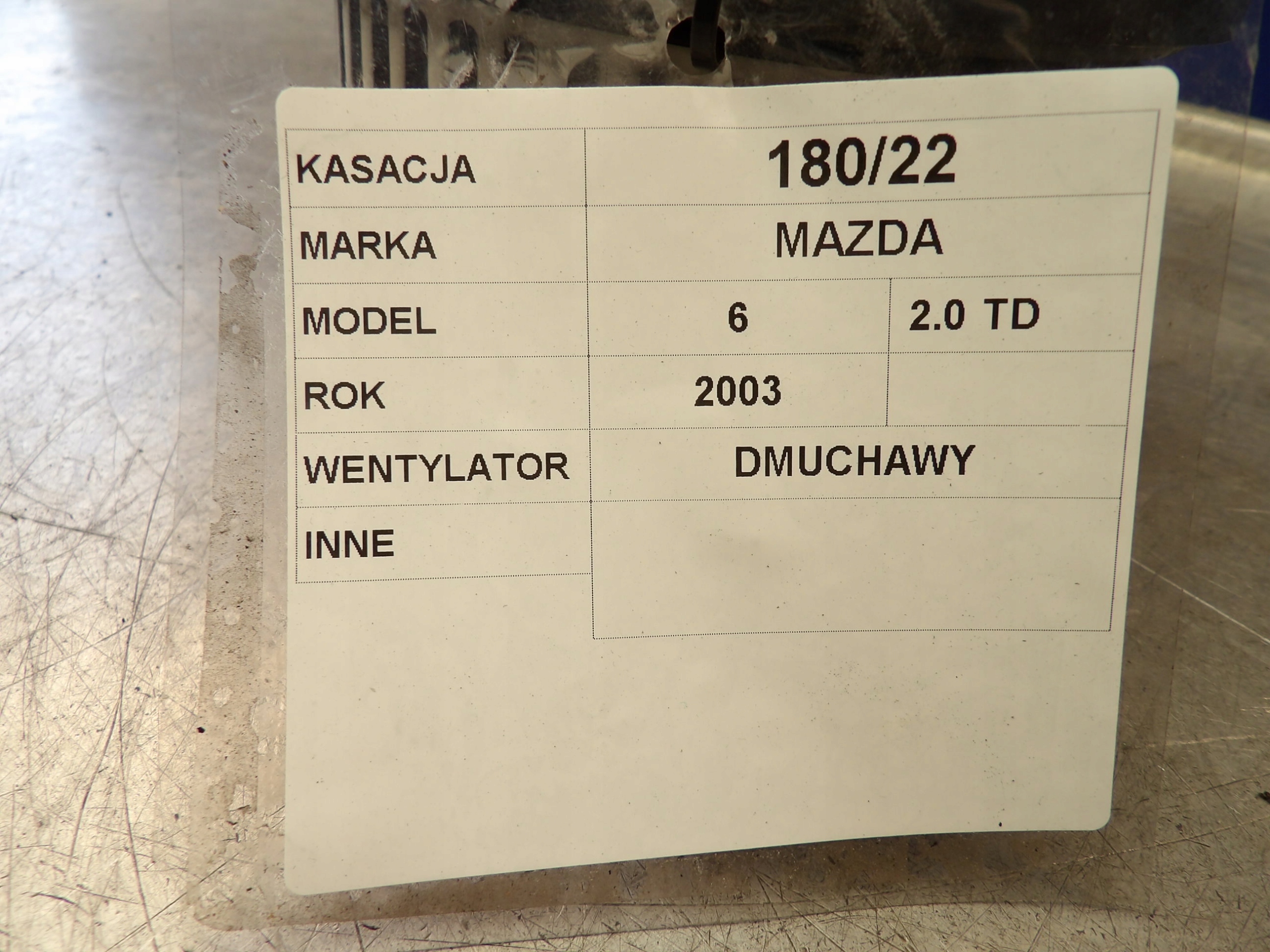 VENTOLA DI RISCALDAMENTO MAZDA 6 E GJ6BA02 3J14 8940000