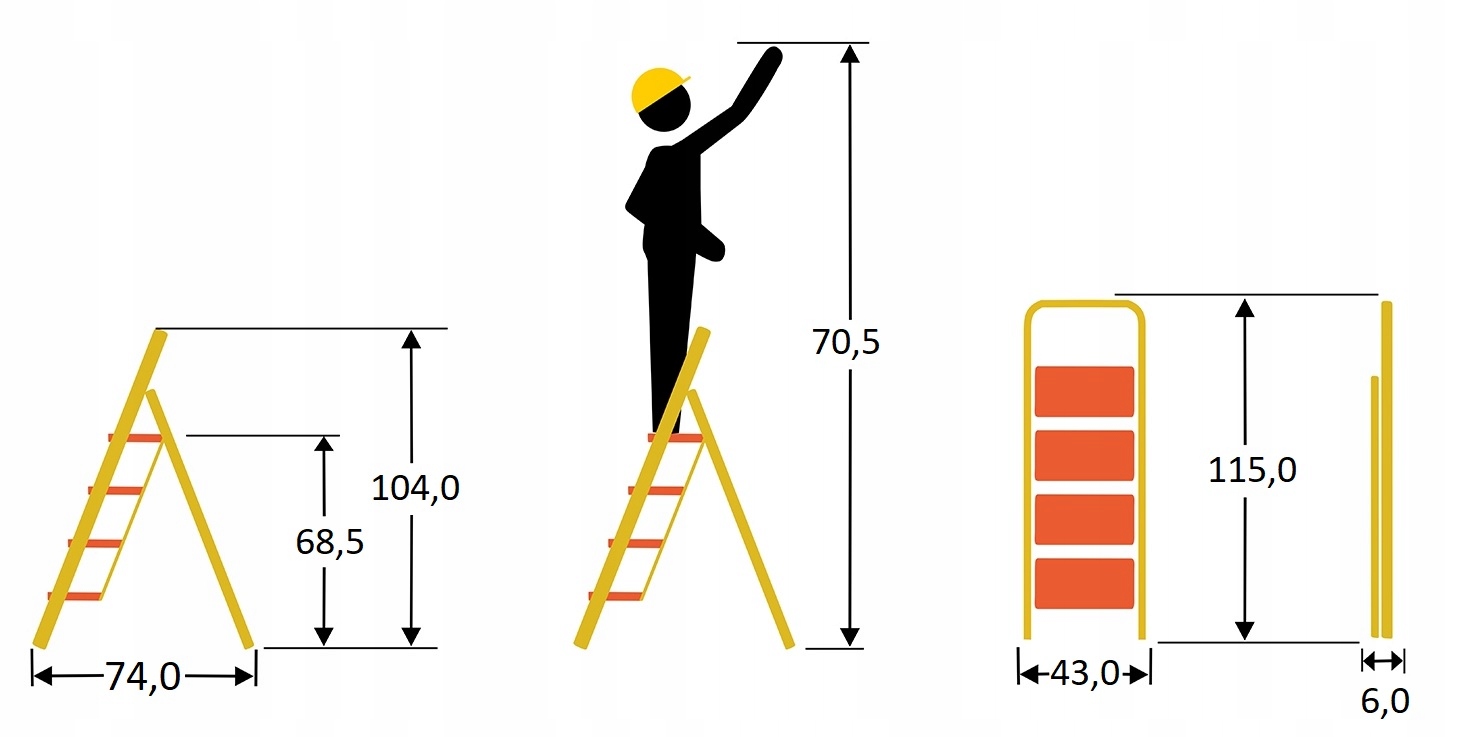 Drabina składana domowa 3 stopniowa schodki HIGHER — 21
