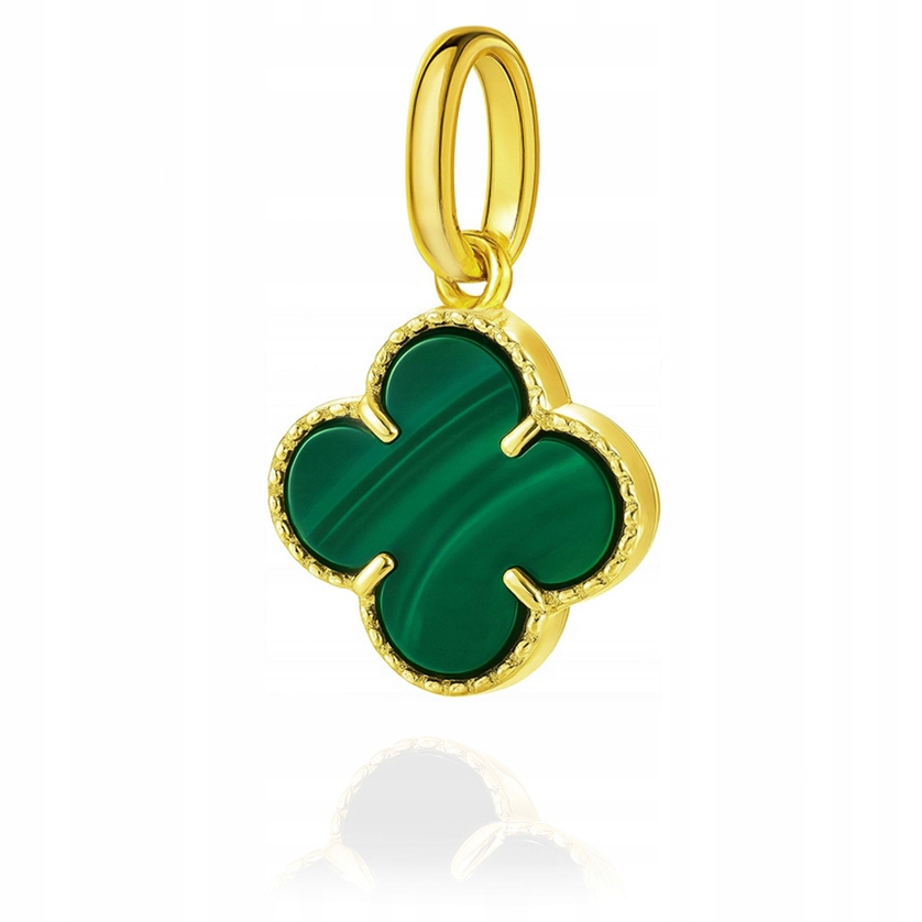 Zlatý přívěsek čtyřlístek zelený malachit PR.585