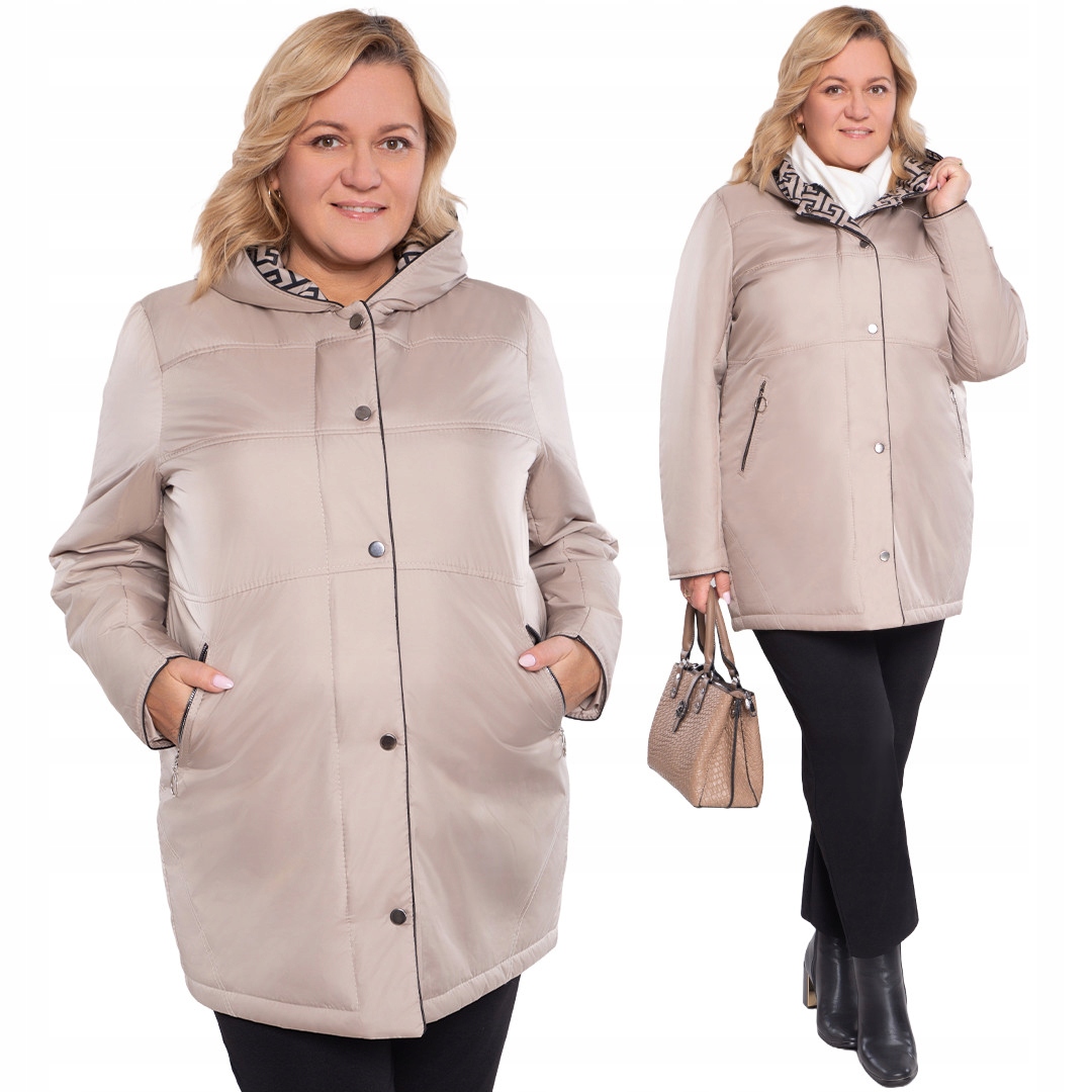 Přechodná béžová bunda s kapucí 58