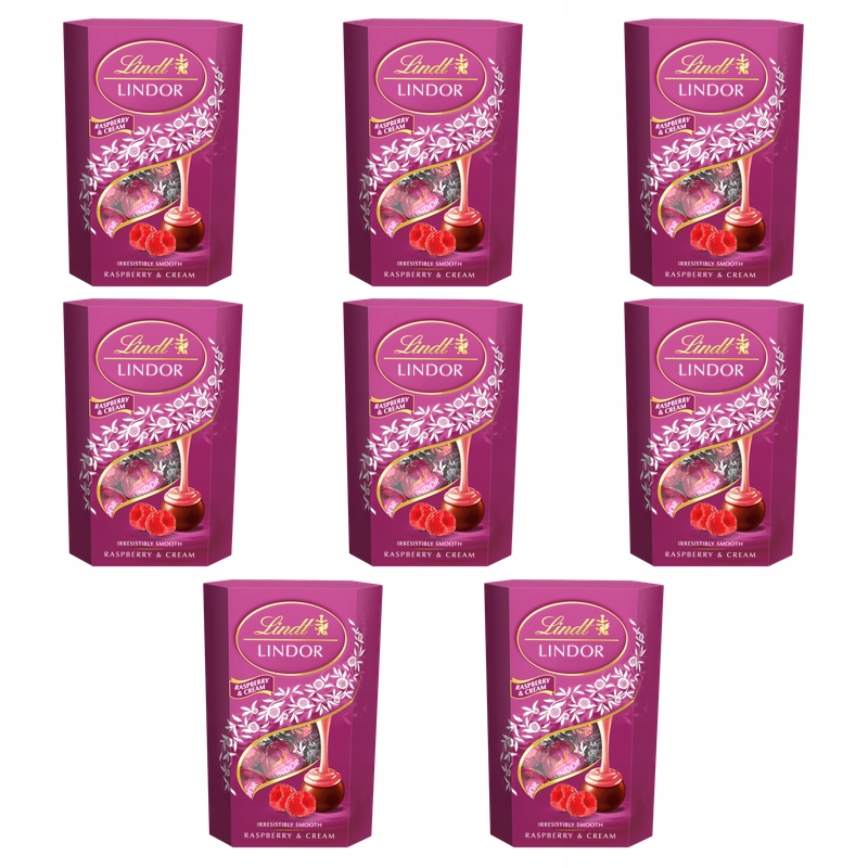 Lindor Raspberry &amp; Cream Cornet 200g X8