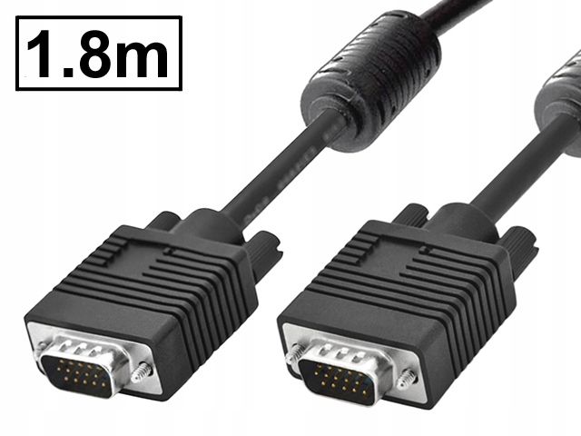 

Kabel Vga-vga HD15P DDC Wqhd FullHD czarny 1.8m