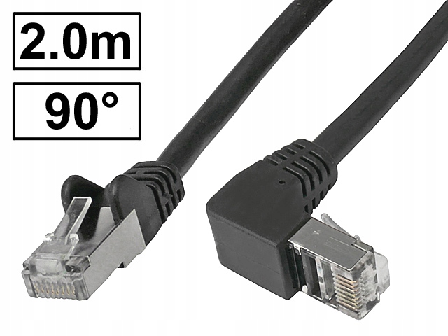 

Patchcord kat.6A ekran Pimf RJ45 kątowy 90st 2m