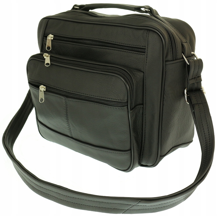 Černá kabelka přes rameno pánská přes rameno prostorná Kůže Pl