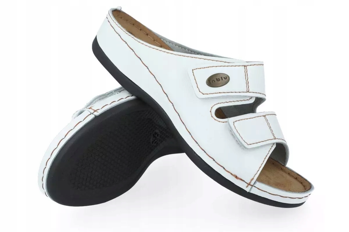 KLAPKI DAMSKIE INBLU 06-08 SKÓRA WKŁADKA BIAŁE MEDYCZNE SANITARNE 36 Marka Inblu