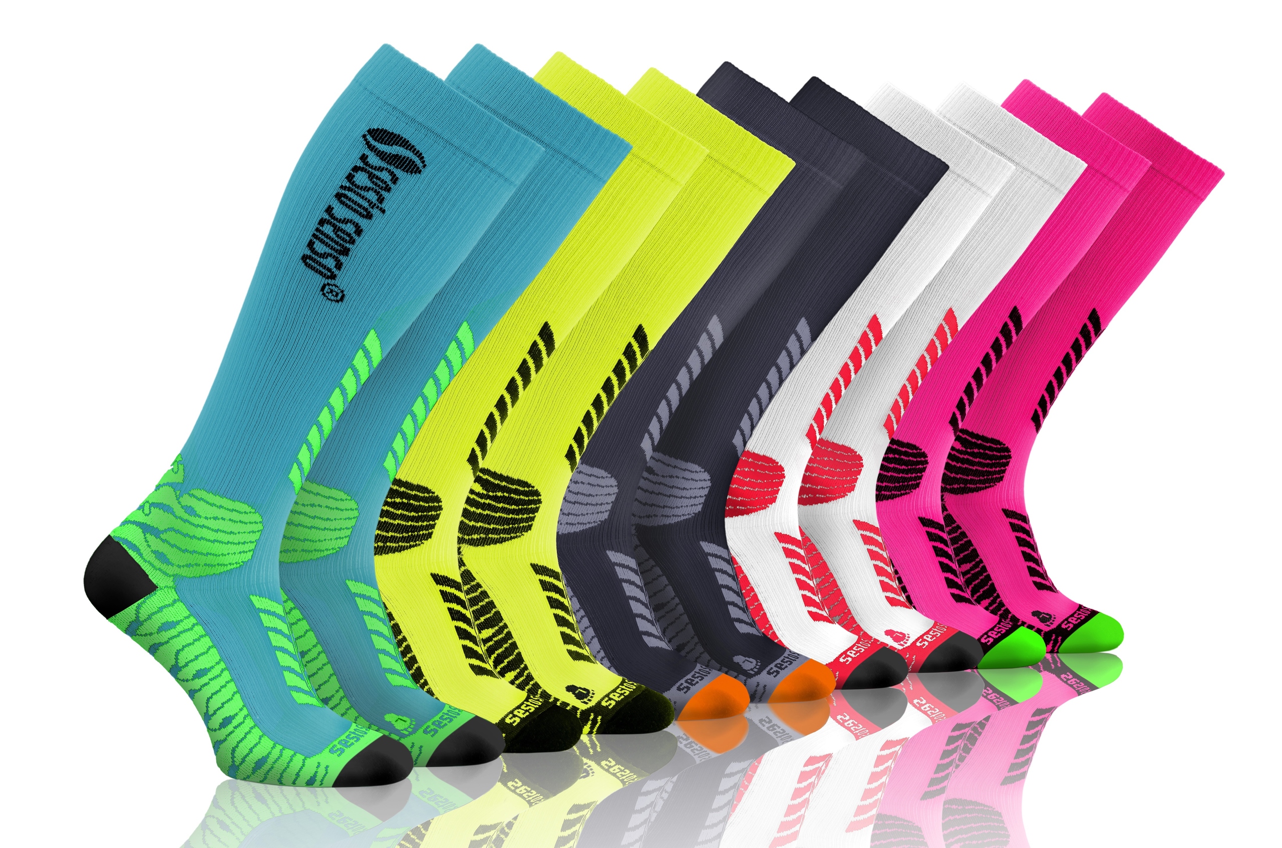 Sesto Senso 5-PAK Ponožky na běhání, kompresní, dlouhé, běžecké, MIX 47-50