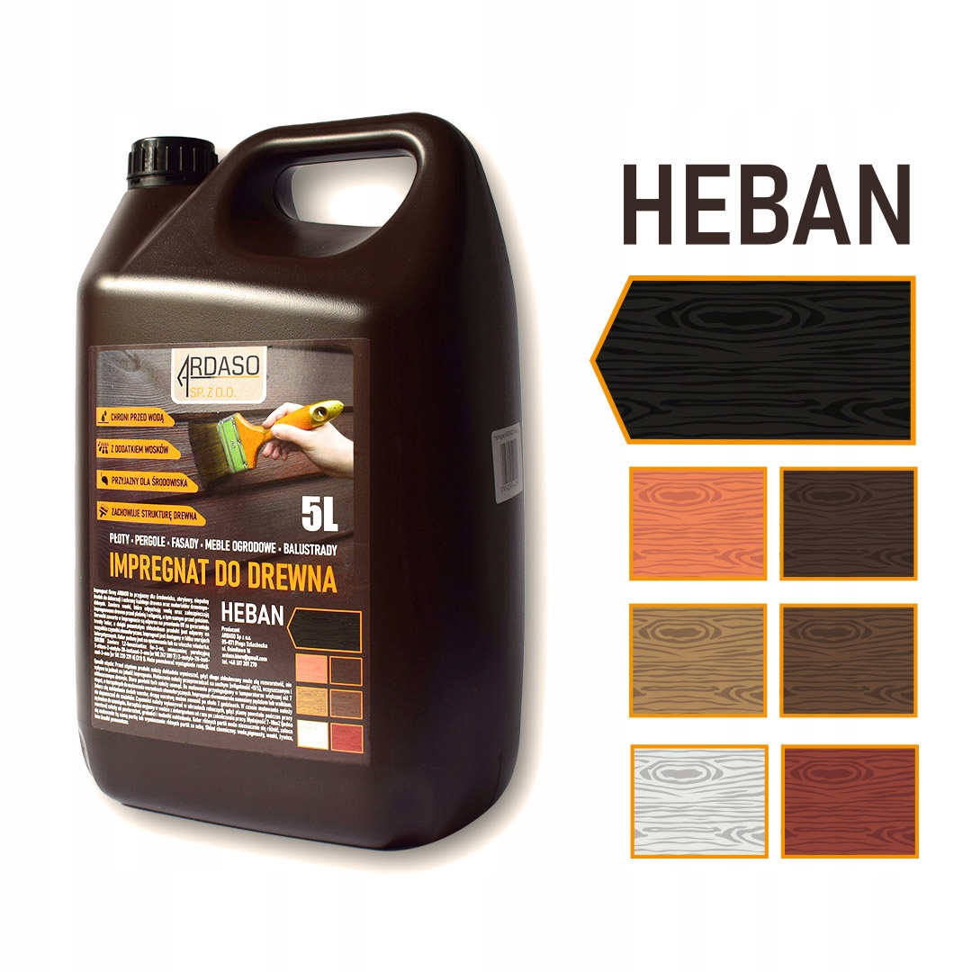 

Impregnat dekoracyjny farba do drewna 5l Heban