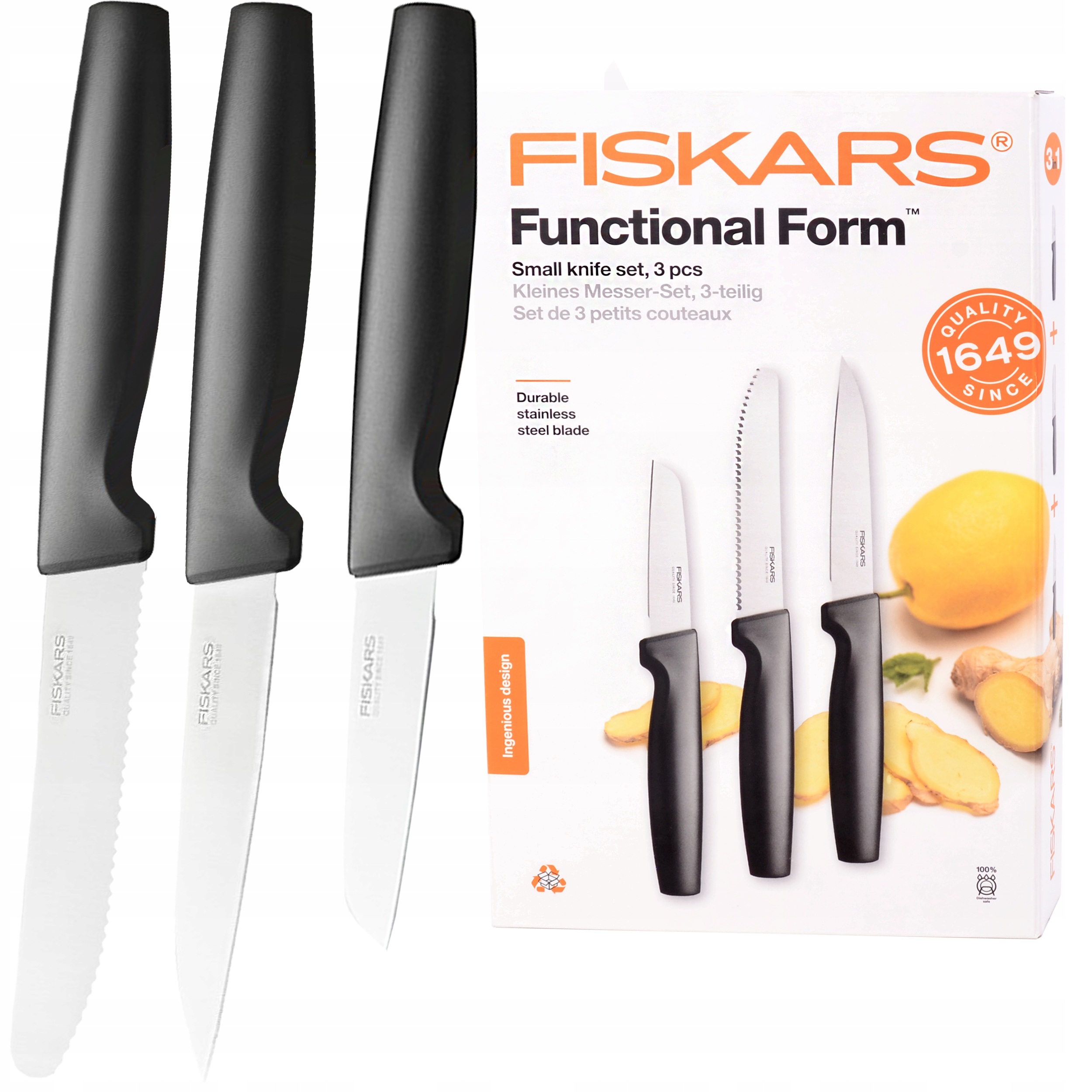 FISKARS ZESTAW KOMPLET 6 NOŻY WARZYW SZEFA KUCHNI Opakowanie w pudełku
