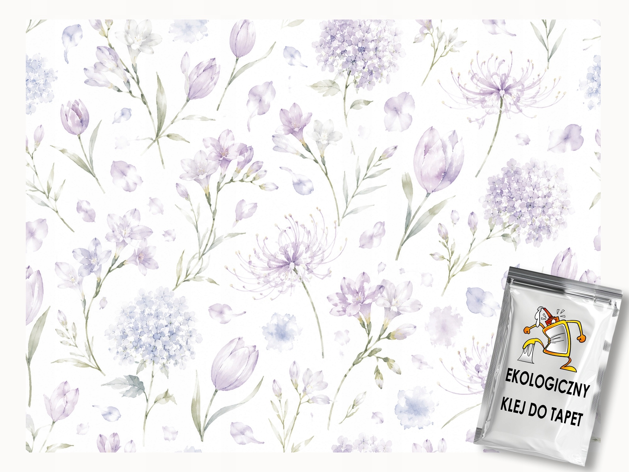 Fototapeta Flizelina Akvarel Fialové Květy Tulipány Frézie 416x254 130g