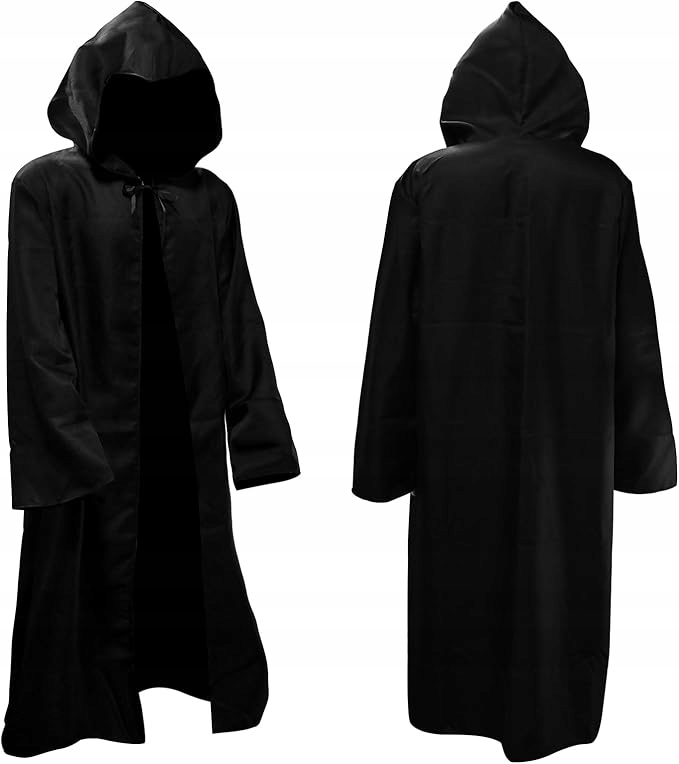 Plášť S Kapucí Smrt Kostým Halloween Upír Šaty Cosplay Černá