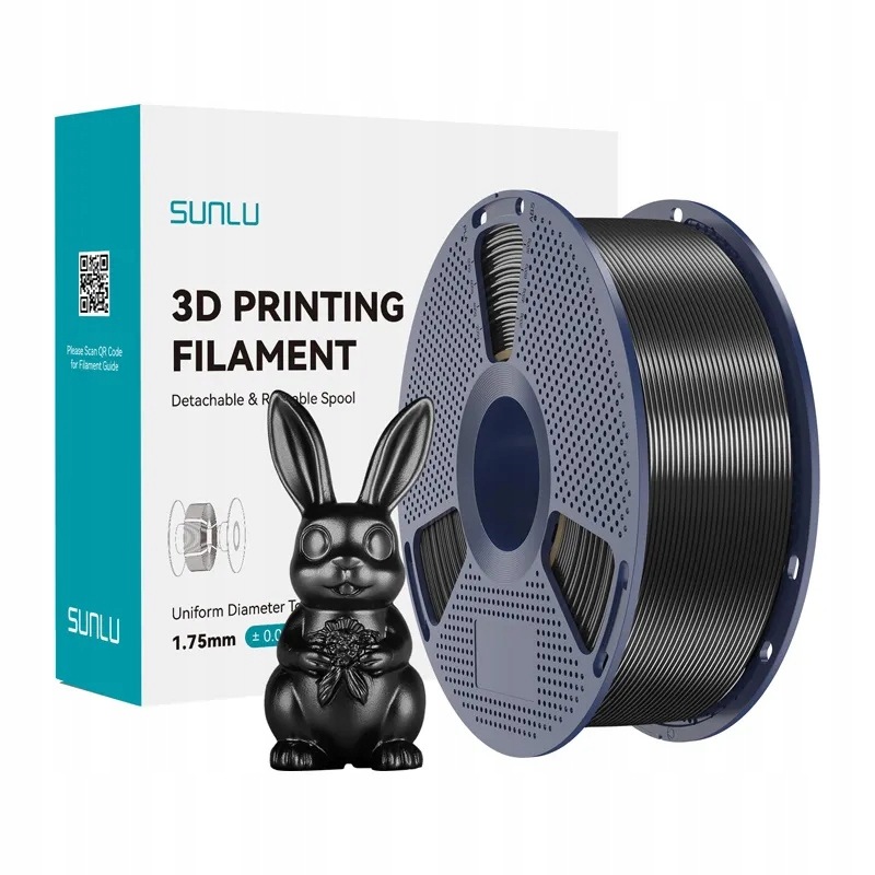Filament Sunlu Pla+ Silk 1.75mm 1kg (czarny)