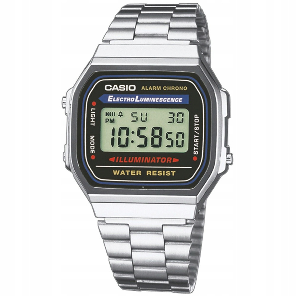 Casio Vintage A168WA-1YES srebrny bransoleta
