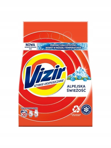 Levně 2x Vizir Alpská svěžest Prášek na praní 1,1 kg (20 praní)