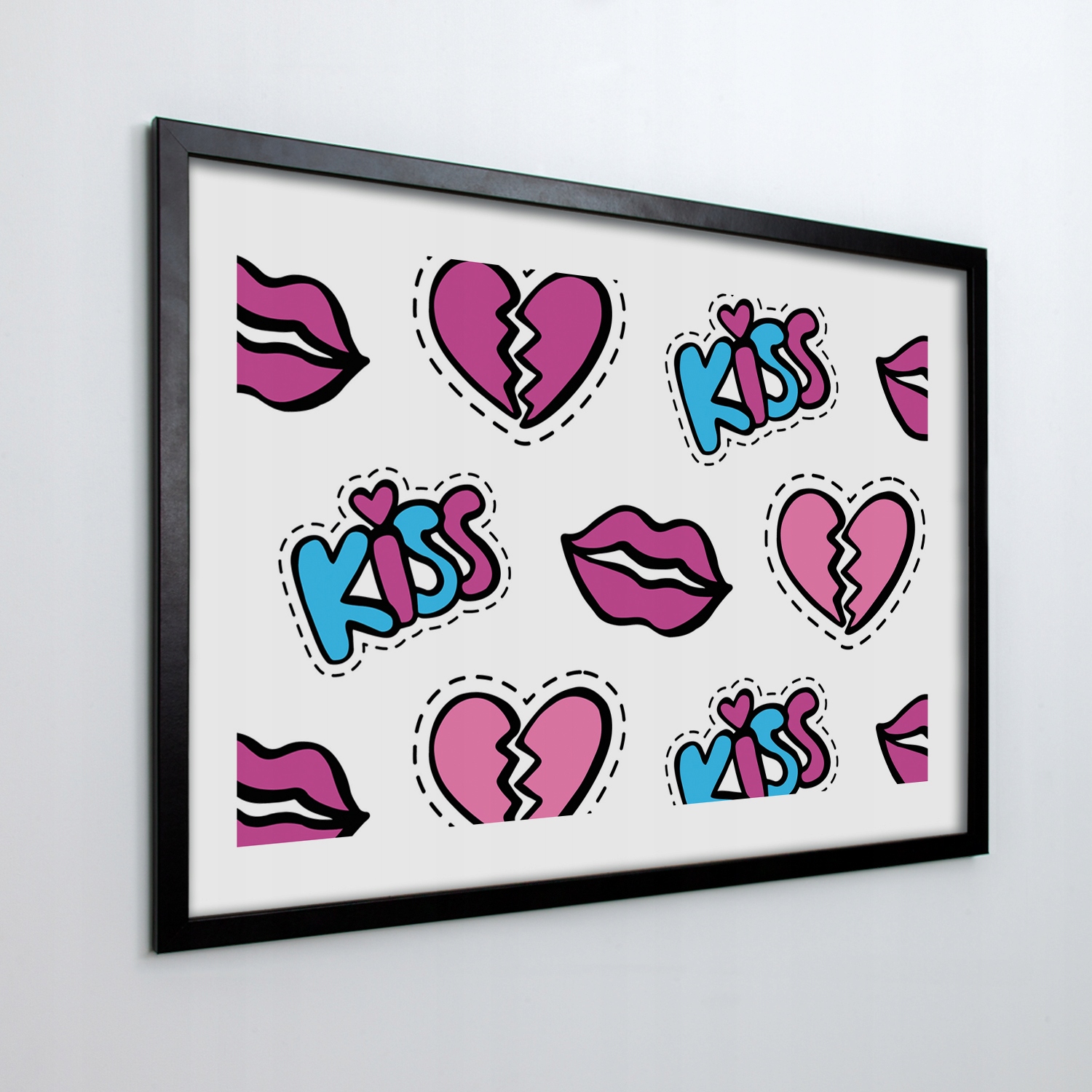 Obraz v ráme na stenu Srdce ústa nápis 100x70 cm