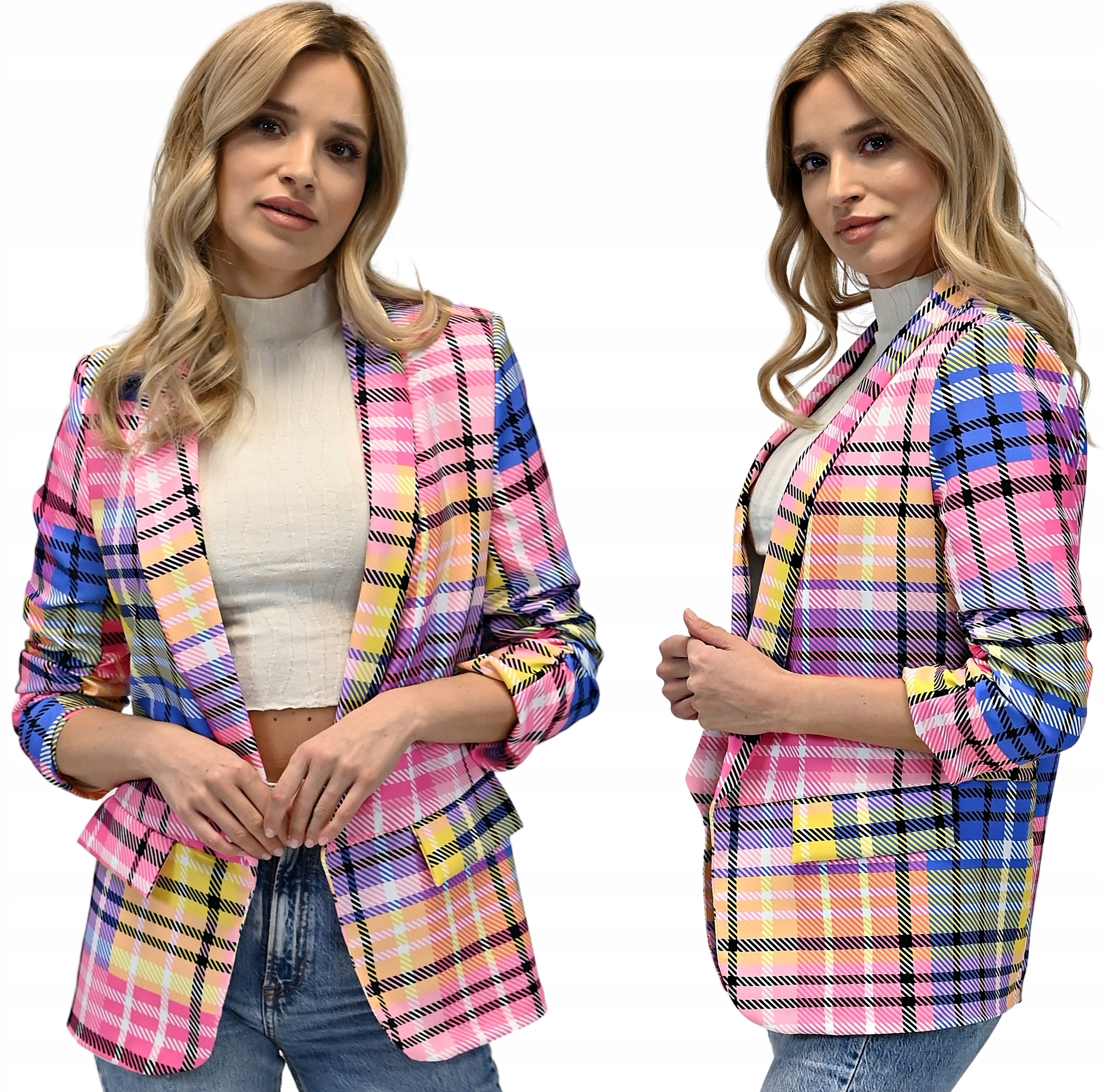 DAMSKA MARYNARKA kolorowy żakiet narzutka S/36 Kolekcja Nowość