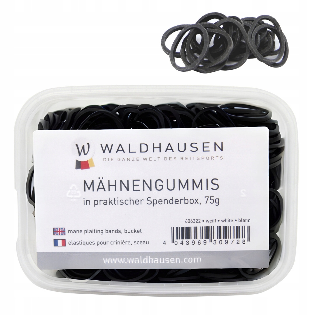 Gumki do grzywy dla konia 75g Waldhausen Czarny