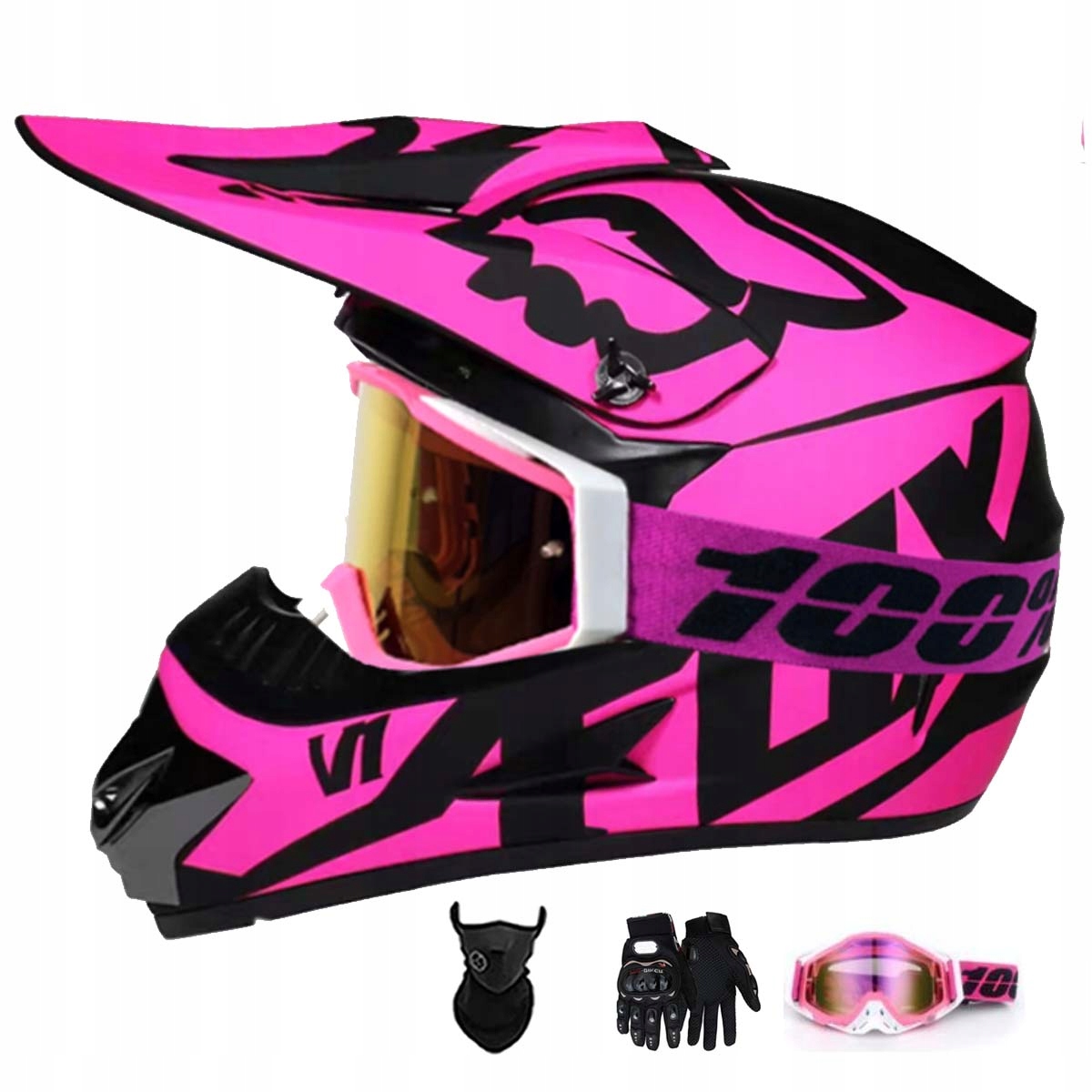 Motocyklová Přilba Lehká Enduro Quada Brýle Rukavice Maska M