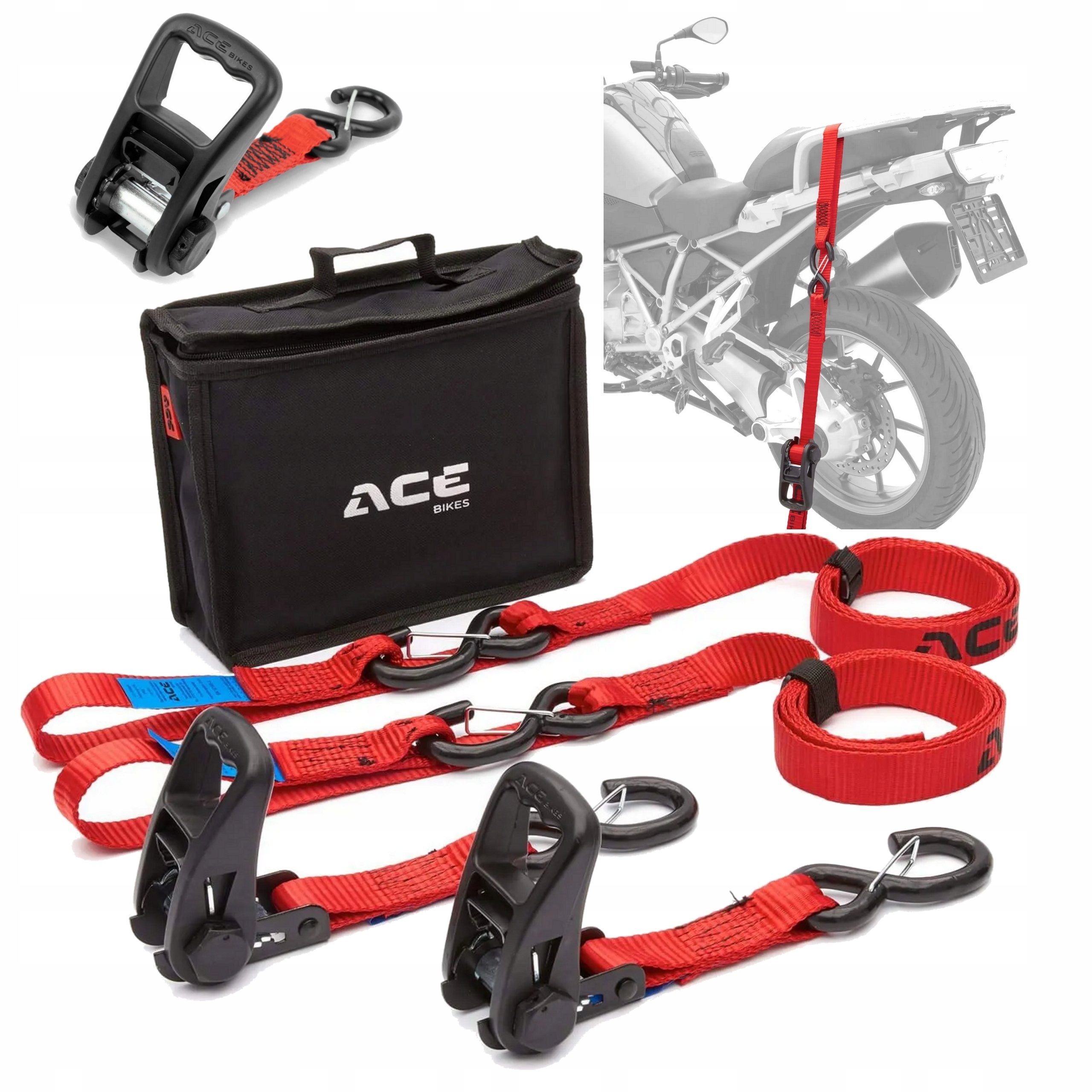 Sada Transportných Pásov Acebikes 200 cm 2-PACKOVÁ Ratchet Premium