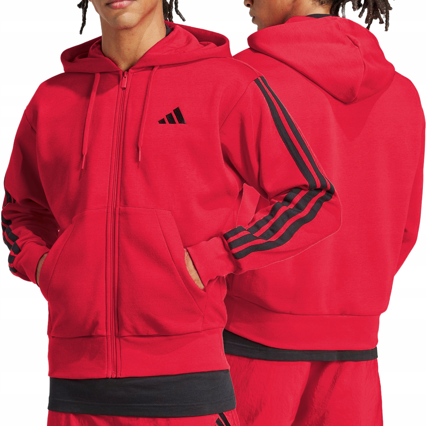 Adidas bluza męska sportowa dresowa czerwona rozpinana z kapturem JE6354 S