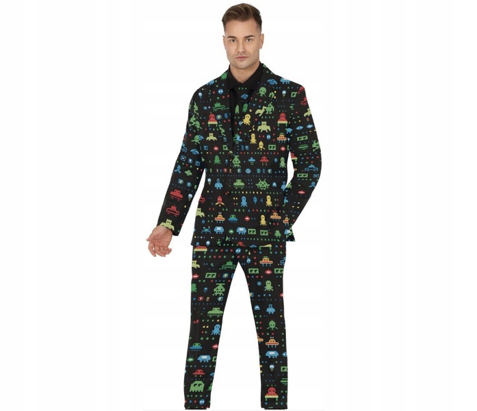 Oblečení Pánský Kostým Černý Retro Hry Karneval Kostým 80. Let S