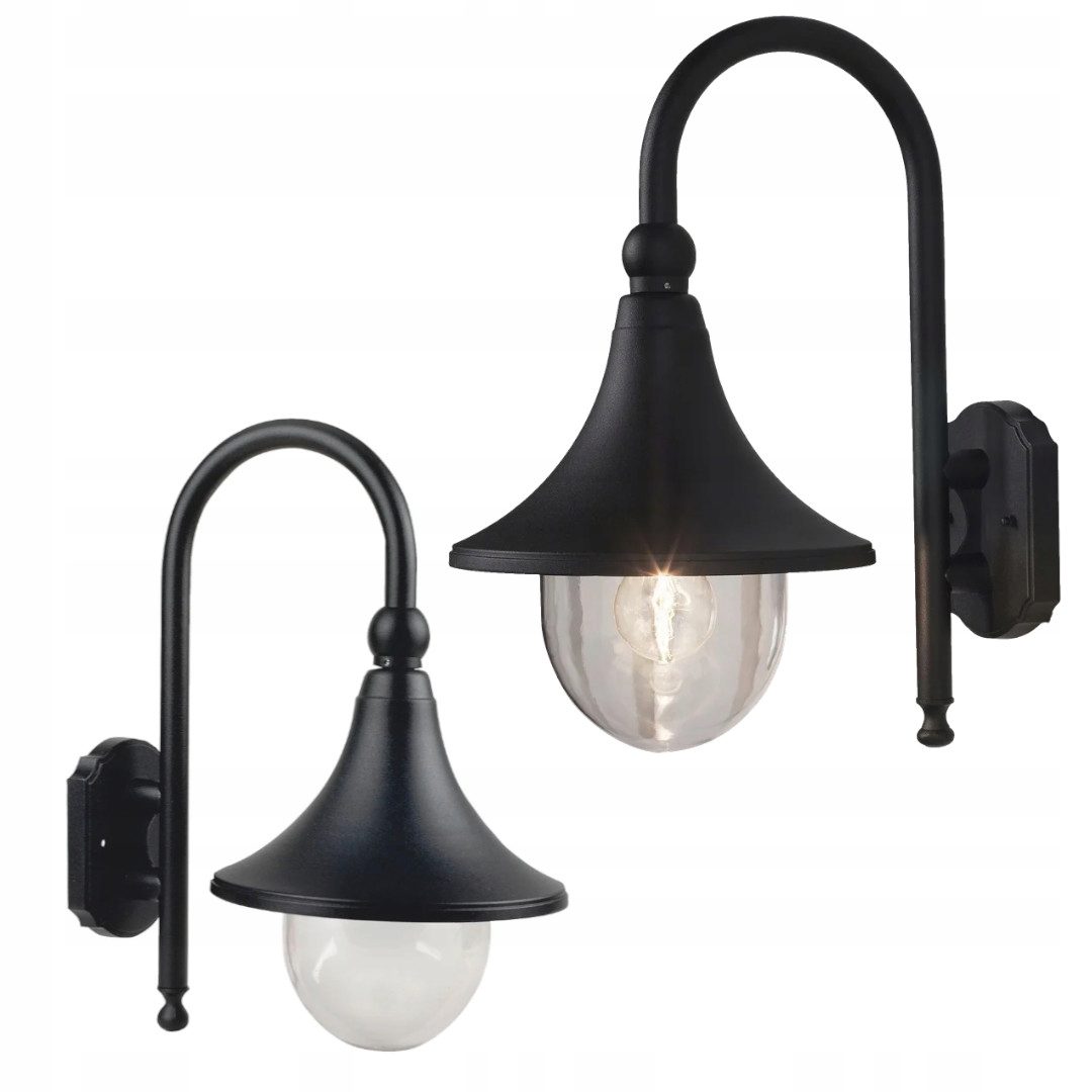 Lampášová lampa čierna Nicea nástenná, hliník