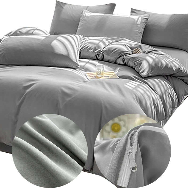 Pościel bawełniana 180x200 jasna szara bez wzoru