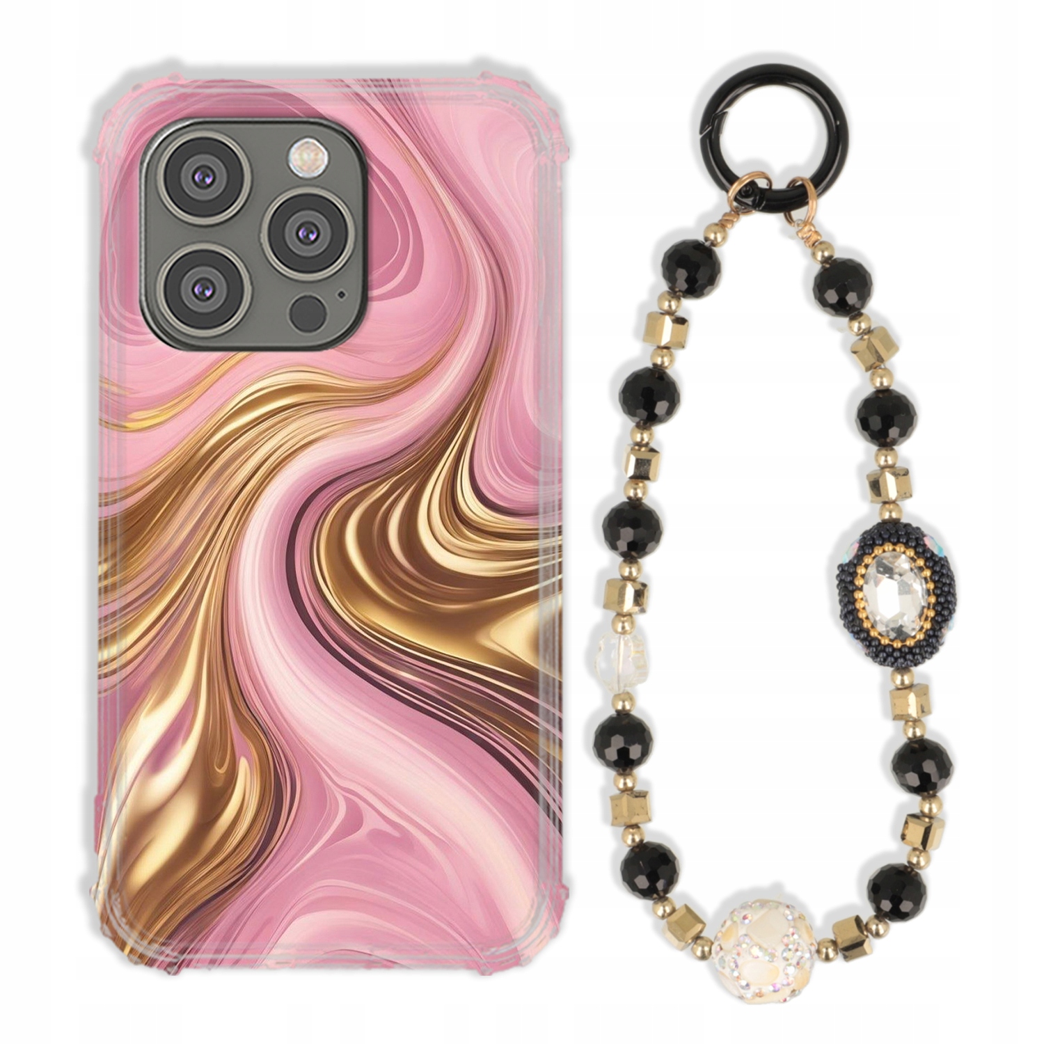 Puzdro Na Iphone 15 Pro Case Antishock Zirkóny Čierno Zlaté|odolné|pevné