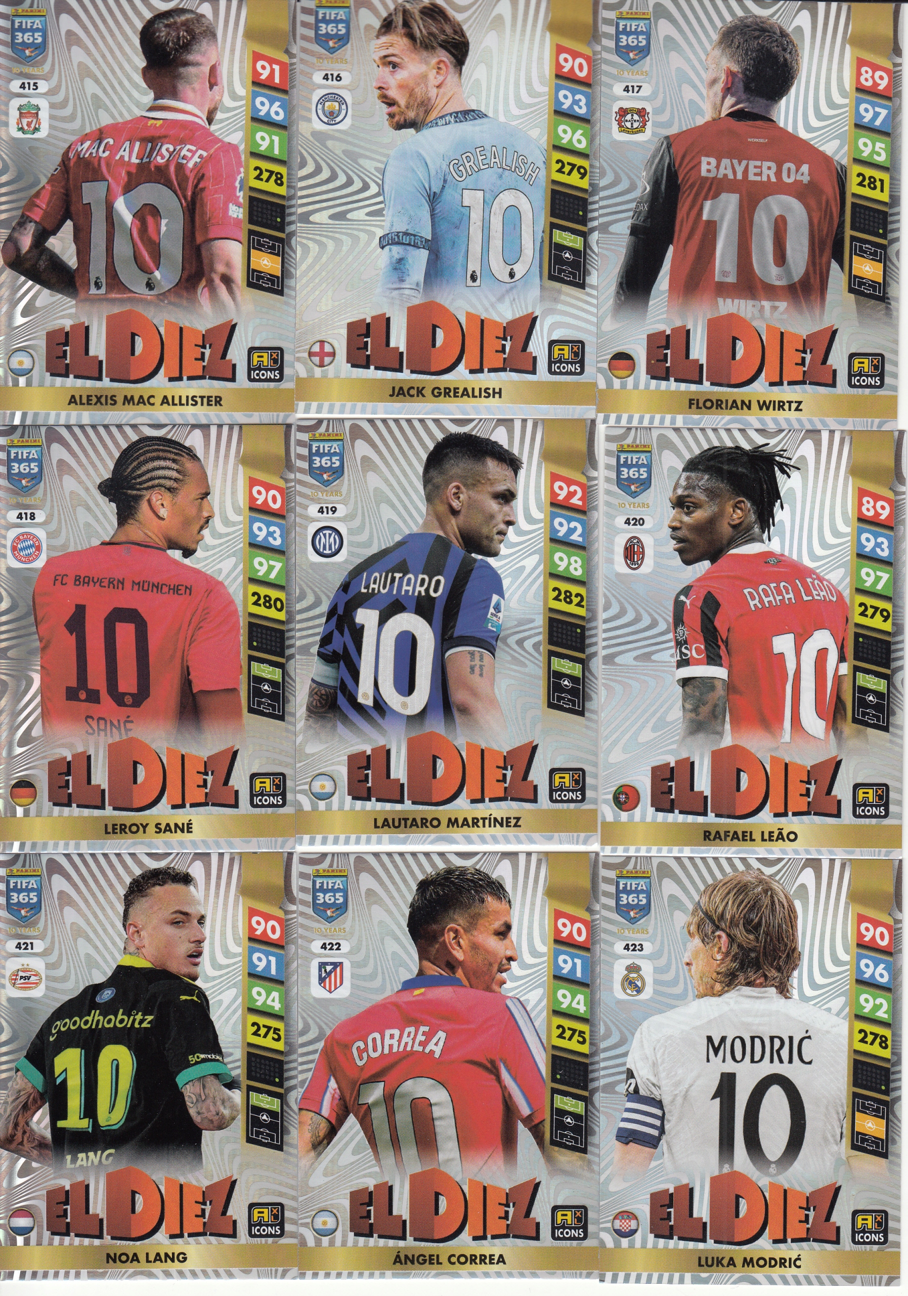 Fifa 365 2025 El Diez Komplet 9 Kart Modric Sane Grealish Wirtz Leao Lang