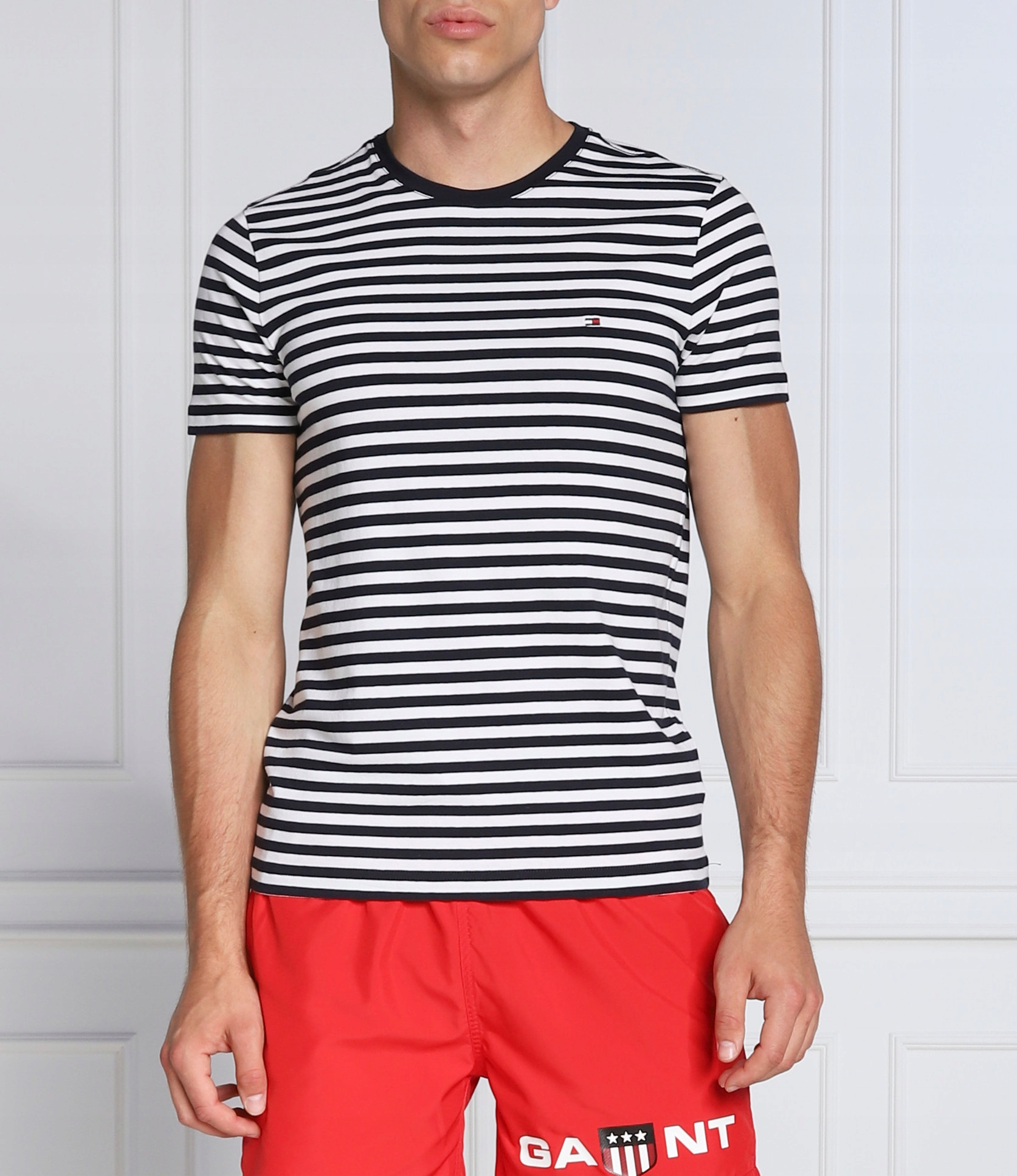 Tommy Hilfiger, t-shirt męski , Slim, paski, S